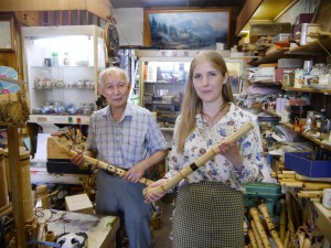 traditional instrument shakuhachi made in Morita's shop