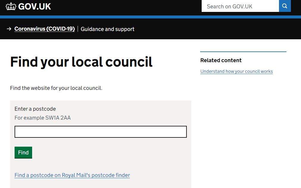 「GOV.UK」各地方自治体のCouncil Taxに誘導するページ